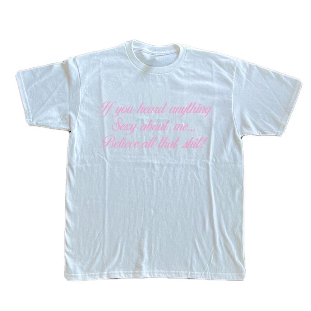 Interesting T-shirt with Men's and Women's Letter Short Sleeved Shirt, Comfortable and Refreshing, Harajuku Pure Cotton, Hip-hop, Informal