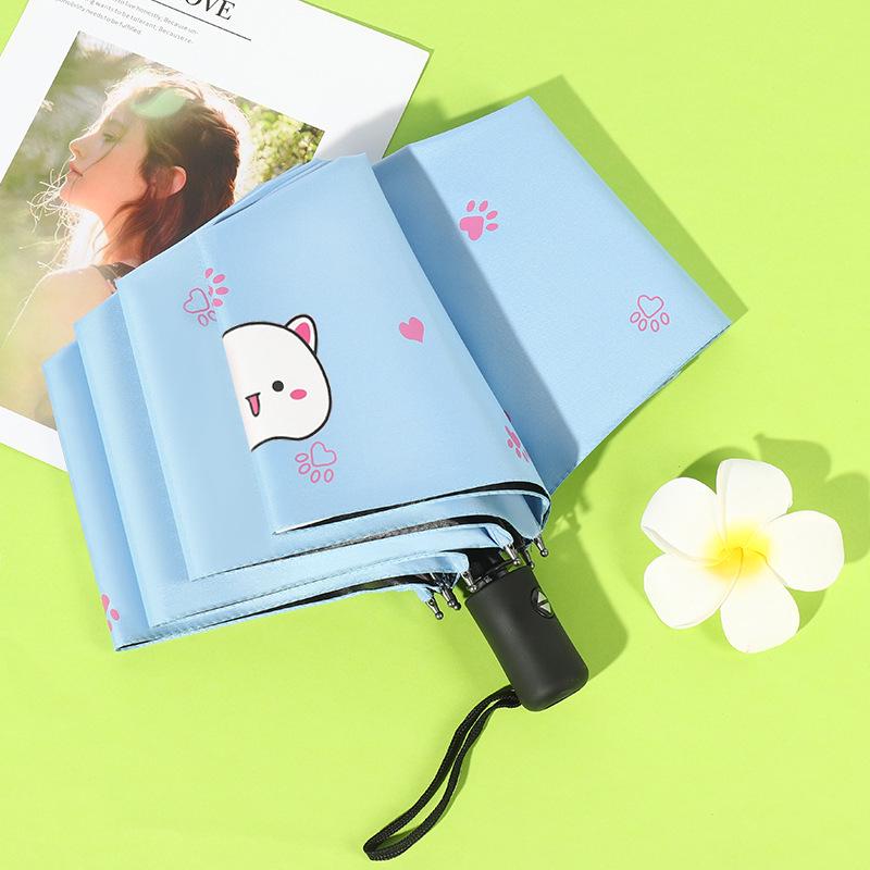 Женский автоматический складной зонт от солнца и дождя с защитой от УФ-лучей и логотипом