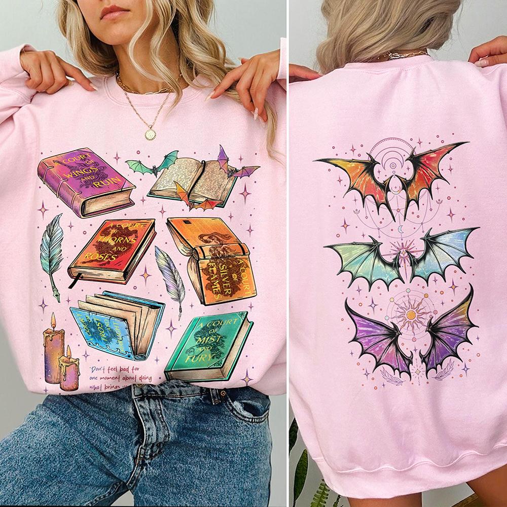 ACOTAR Series Double-sided Sweatshirt Bat Ladies Velaris Book Lovers Women's Long-sleeved Sweatshirt Y2K Streetwear