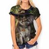 Летняя женская футболка Harajuku с коротким рукавом и милым котом, цифровой 3D принт, с круглым вырезом, модная уличная удобная женская повседневная футболка