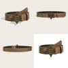 Youth Sheriff Letter Casual Leather Belt Metal Snap Buckle Rivets Daily Wear