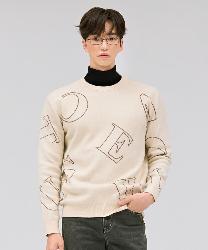 CHASECULT Men'S All-Over Lettering Sweater - Ivory