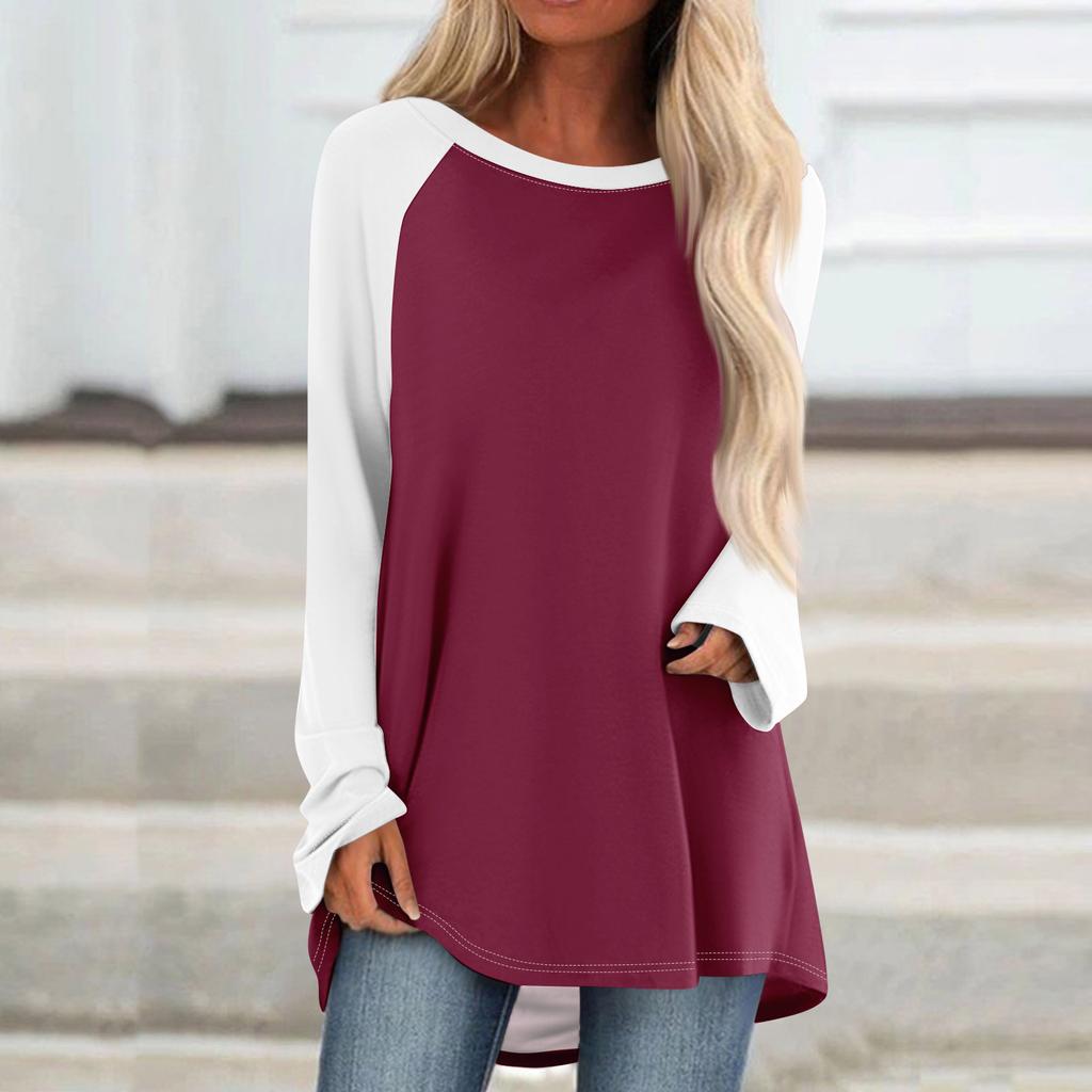 Женский модный свободный пуловер средней длины с круглым вырезом и принтом, рукава реглан, повседневный топ с длинными рукавами