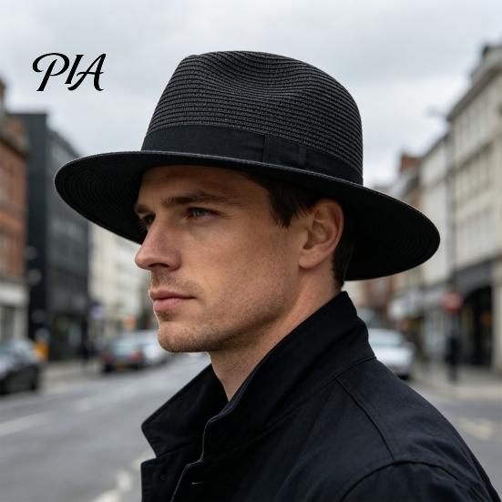 Vacation Sun Hat Men Paper Straw Hat, Breathable Wide Brim UV Protection Foldable Summer Beach for Outdoor Travel Lightweight