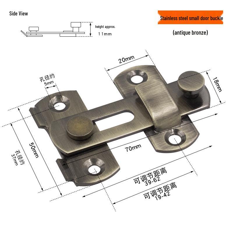 Нержавеющая сталь 90° Задвижка-шпингалет для раздвижных дверей для ванной комнаты и окон