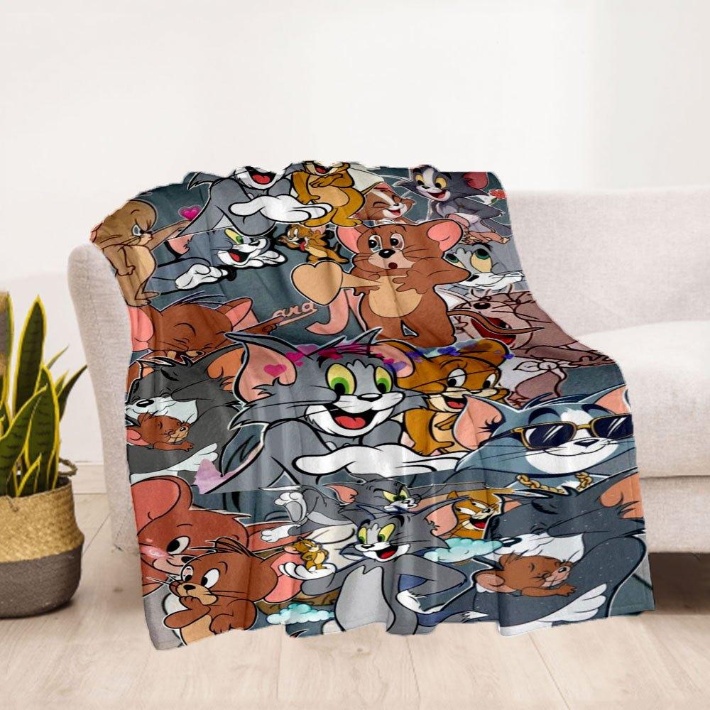"Tom & Jerry Adventure: Classic Cartoon Characters Phone Case Cover"Blanket Flannel Throw Blanket for Sofa, Bed, Travel, Camping, Office