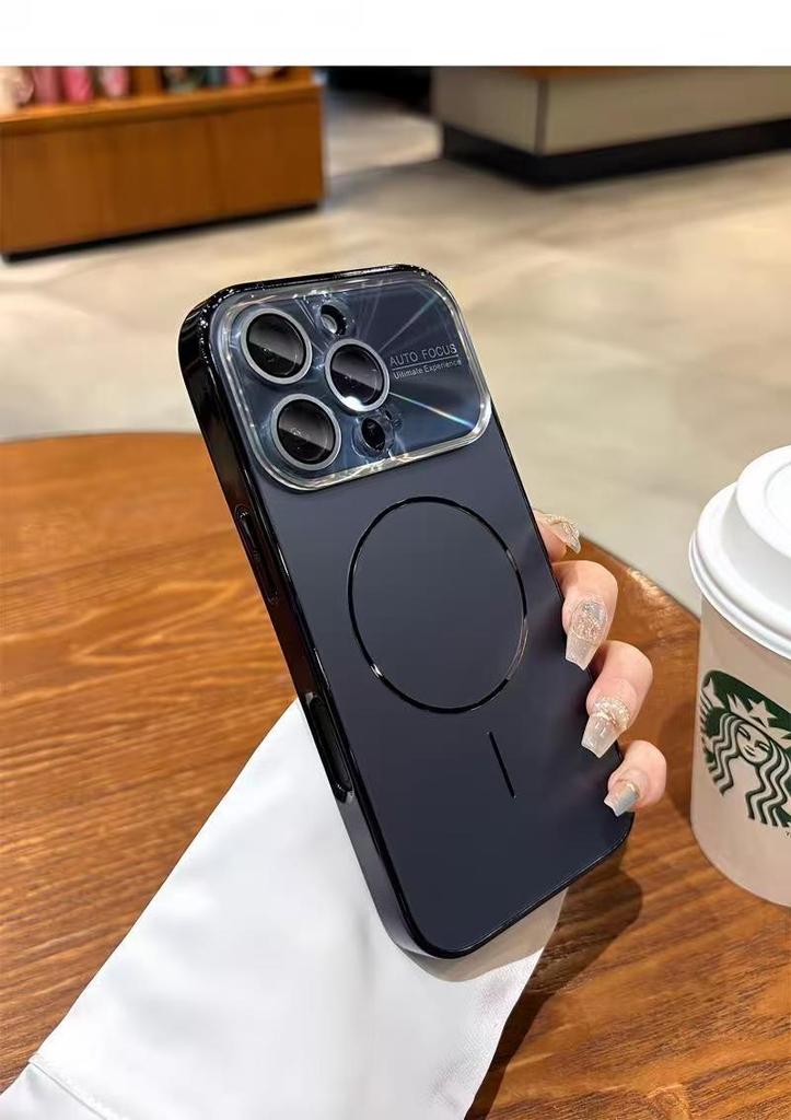 Apple 17 Pro Max Электрооцинкованный Магнитный Чехол с AG Матовым Защитным Стеклом на Весь Объектив для iPhone 16