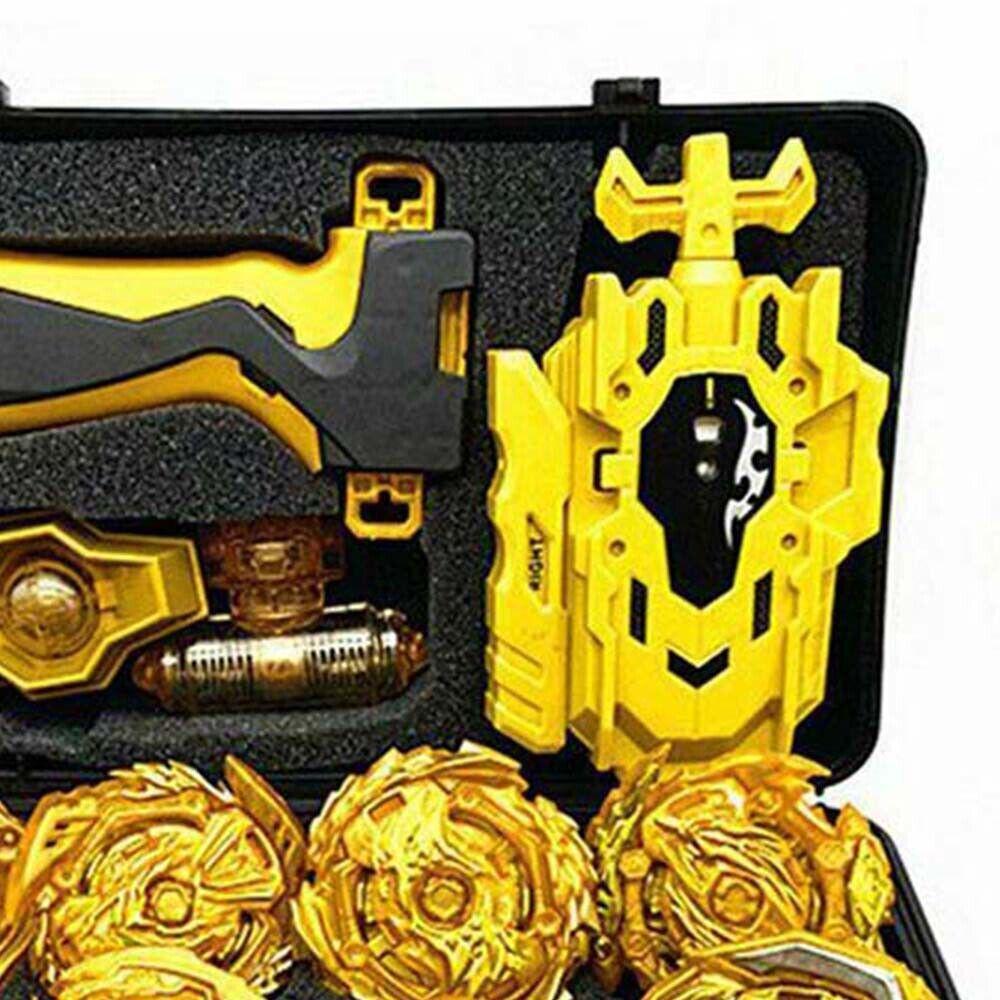 12PCS Top with Launchers Toupie Metal Gold Set Burst Fafnir Toys for Childn