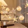 Shell Starfish String Lights, 10 LED Ocean Fairy Lights, Battery Operated, Used for Tropical Sailing Themed Parties, Weddings, Room Decoration