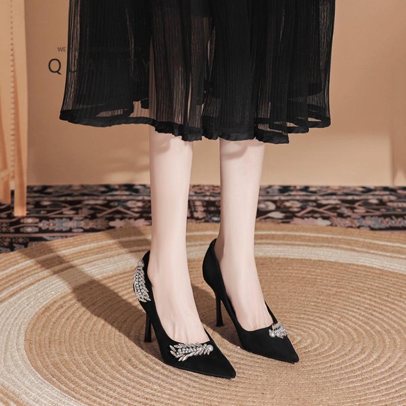 Fashion New Style Luxury Women's Beautiful Elegant High Heels with Diamond Women's Versatile Stiletto Fashion Single Shoes Zapatos Mujer