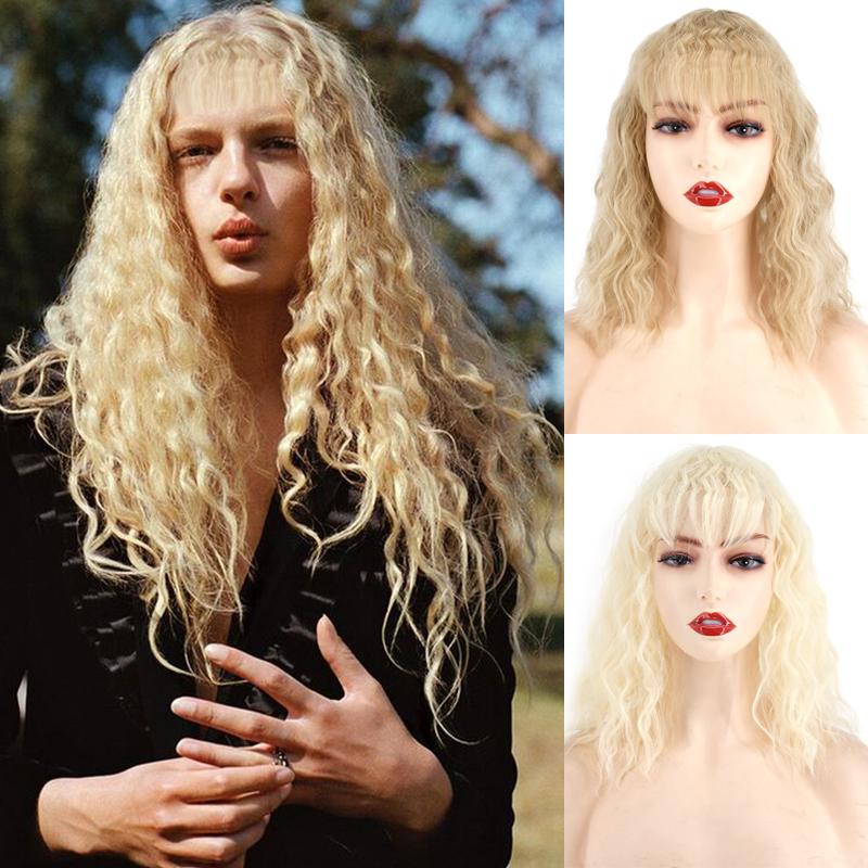 MERISIHAIR Женские короткие наращивание волос кукурузной волны с челкой, вьющийся парик из высокотемпературного волокна, подходит для косплея, вечеринки, повседневного использования