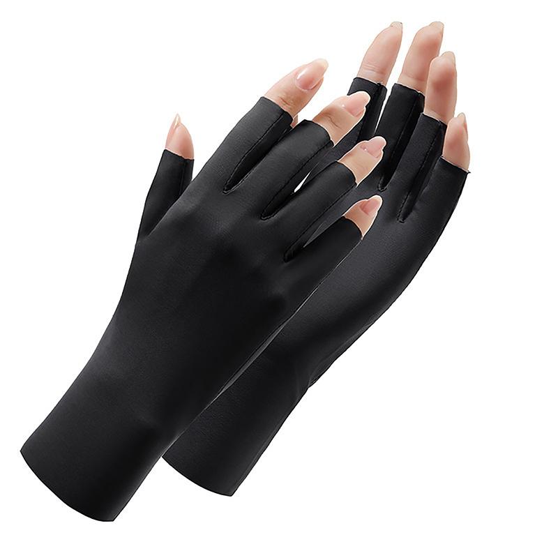 1 пара летних анти-УФ-перчаток без пальцев, чистые цветные ледяные лоскуты, дышащие тонкие солнцезащитные варежки, перчатки для дизайна ногтей, устойчивые к УФ-излучению