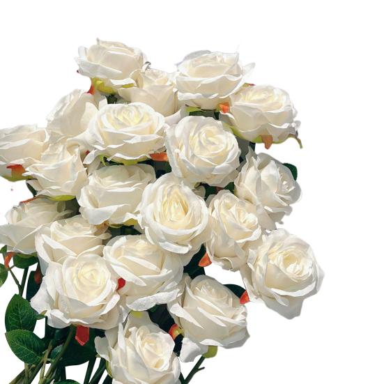 12 шт. искусственных розовых цветов, реалистичные, яркие, невыцветающие, искусственные розы, букет, свадебные украшения