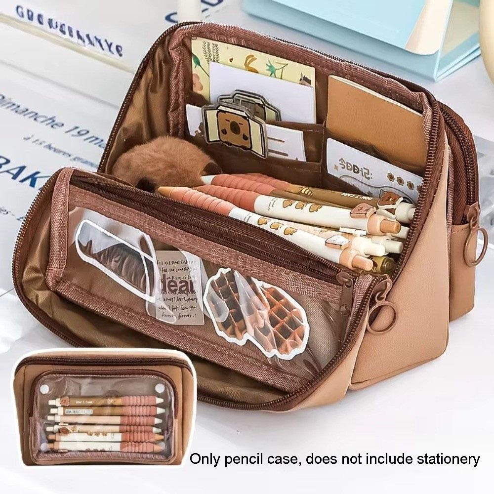 Large Capacity Transparent Pen Bag DIY Stationery Box Cute Transparent Pencil Case  Office
