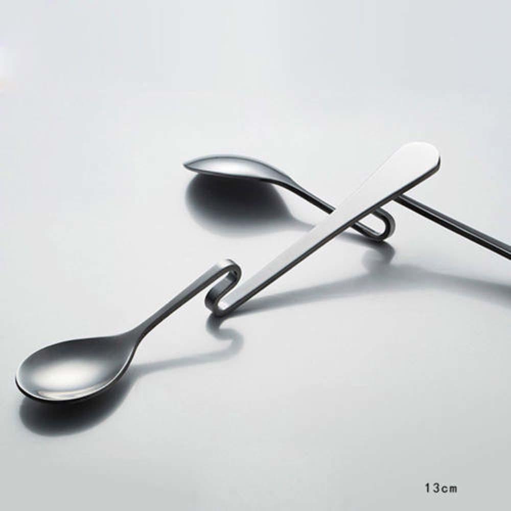 Stainless Steel S-Shaped Hanging Cup Spoon Restaurant Hotel Curved Handle Twisting Spoon Coffee Milk Tea Curved Mixing Spoon