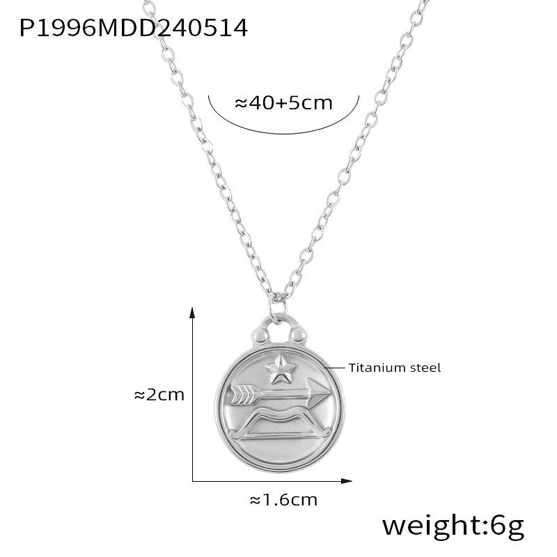 Fenny Fashion Embossed Stars 12 Constellations Round Brand Pendant Necklace 18K Gold Plated Stainless Steel Jewelry