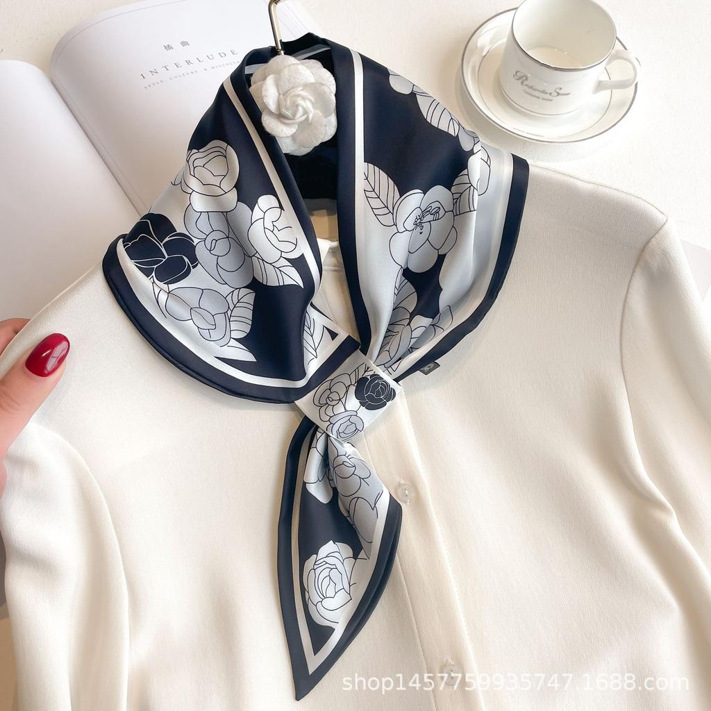 Silk Scarf Small Long Square Scarf Women'S High-End Neck Protection Scarf Professional Matching Shirt Scarf