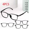 4PCS High-definition Reading Glasses Unisex Fashion Ultralight PC Frames Presbyopic Glasses Vision Care Eyewear +1.00~+3.00