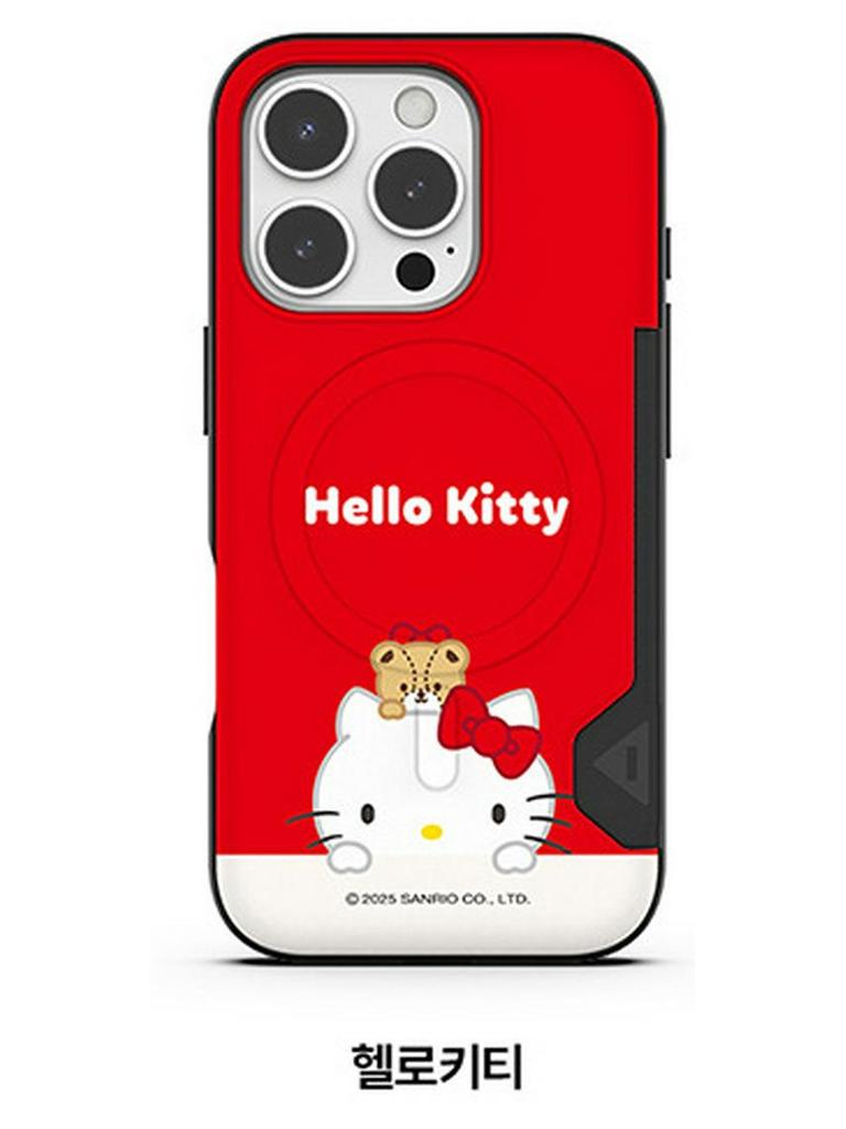 Магнитный защитный чехол Hello Kitty & Kuromi для iPhone 17 Pro Max со слотом для карт
