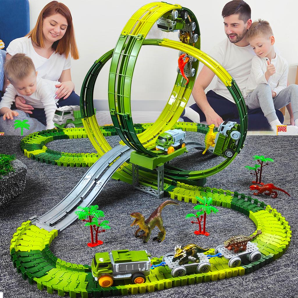 Children Electric Track Toy Car Dinosaur Car Kids Educational Toys Track Car Train Toys For Children Birthday Gift
