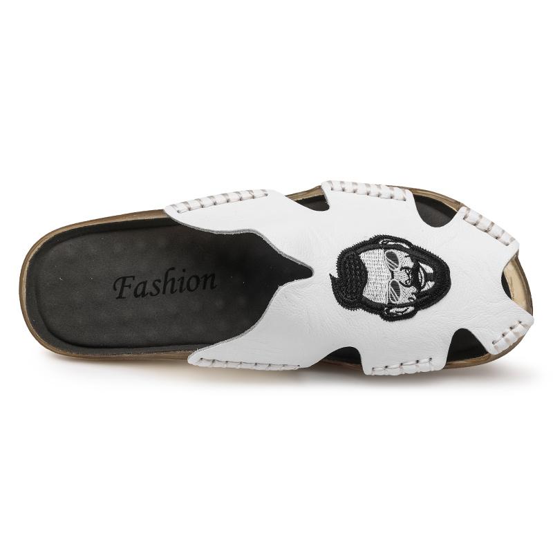 Летние мужские тапочки на плоской подошве, очень широкие сандалии, уличные пляжные повседневные кожаные сандалии с открытым носком, мягкие прогулочные сандалии