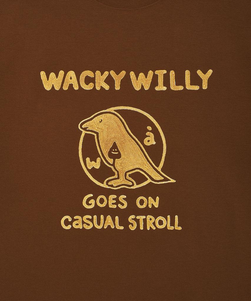 WACKY WILLY Typo Bird Graphic Short Sleeve T-Shirt Brown