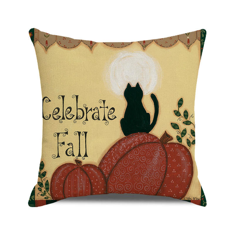 Halloween Horror Pumpkin Print Pattern Cushion Cover Home Living Room Sofa Decoration Throw Pillow Cover 45x45cm