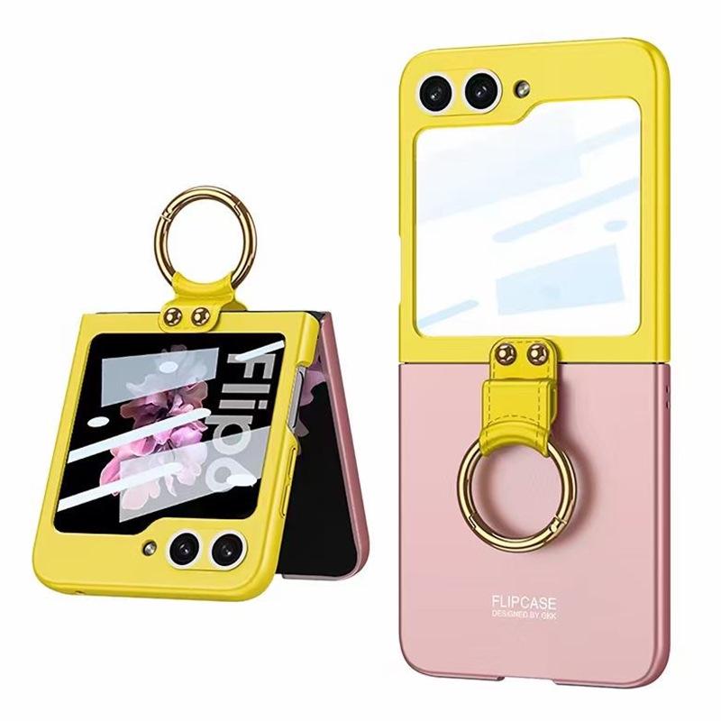 Складной чехол Samsung Galaxy Z Flip6 Color Block с защитной пленкой для экрана и кольцом-держателем