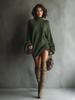 2026 Autumn Women's Retro Turtleneck Knit Mini Dress - Loose Fit Sweater Skirt