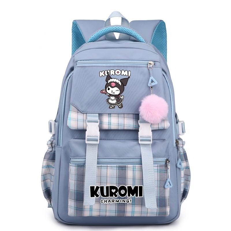 Kuromi School Backpack Girls Teens Cartoon Nylon Daypack Sweet Style Student Bag With Padded Shoulder Straps