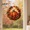 Beautiful Holiday Ornament Fall Pumpkin Sunflower Wreath Hanging Decor, Acrylic Hand Painted Window Ornament, Thanksgiving Halloween Harvest