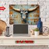 Rustic Iron Wall Hanging Decorative Sign Western Bull Skull with Weathered Finish Wall Mounted Plaque Multipurpose Metal Art