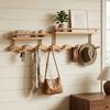 Solid Wood Wall-Mounted Coat Rack Heavy-Duty Hanging Clothes Hanger Hat Robe Organizer  Bedroom