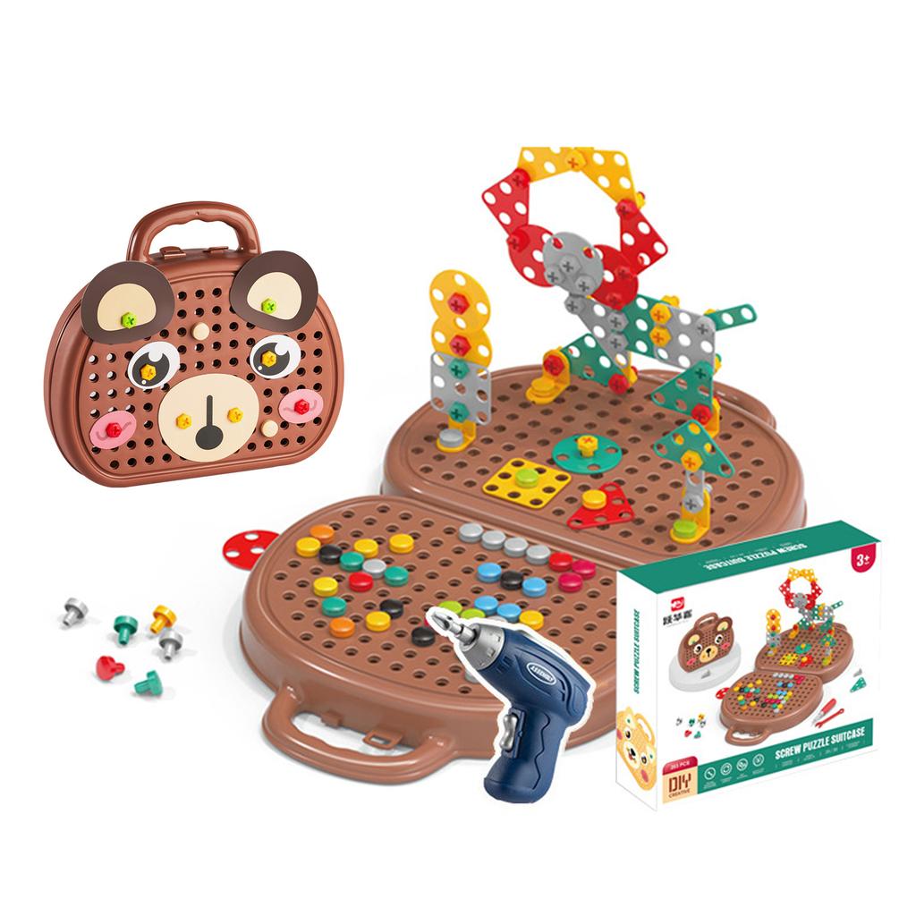 Children Electric Drill Toolbox Driller Games Educational Puzzle Tool Toy for Boys Montessori Screw Puzzle Kid Pretend Play Toys