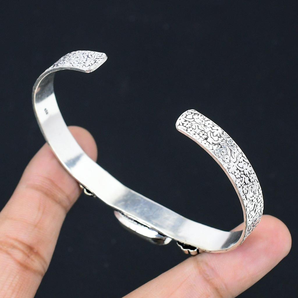 Easter Sale Sterling Silver Oval American Dichroic Glass Gemstone Sister Bangle