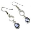 Natural White Topaz, Amethyst Gemstone 925 Sterling Silver Earring 1.65" W4G63