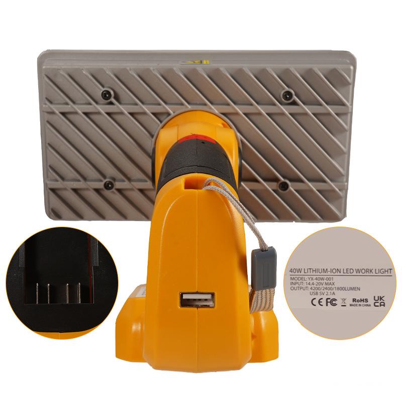 9-дюймовый 40 Вт светодиодный фонарь для Dewalt DCB201 DCB200 18 В литий-ионный аккумулятор уличный светодиодный рабочий фонарь-прожектор с USB