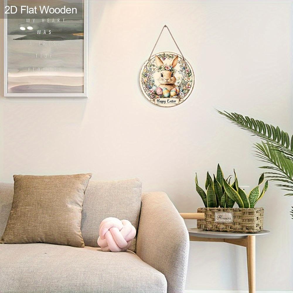 Классические пасхальные украшения, деревянное украшение - "Счастливой Пасхи", кролик, яйцо, венок - пасхальные подарки - для двери, стены, дома, комнаты, фермы, улицы, магазина