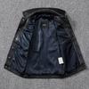 Tough Guy Motorcycle Leather Vest Pure Head Layer Cowhide Leather Vest Lapel Short