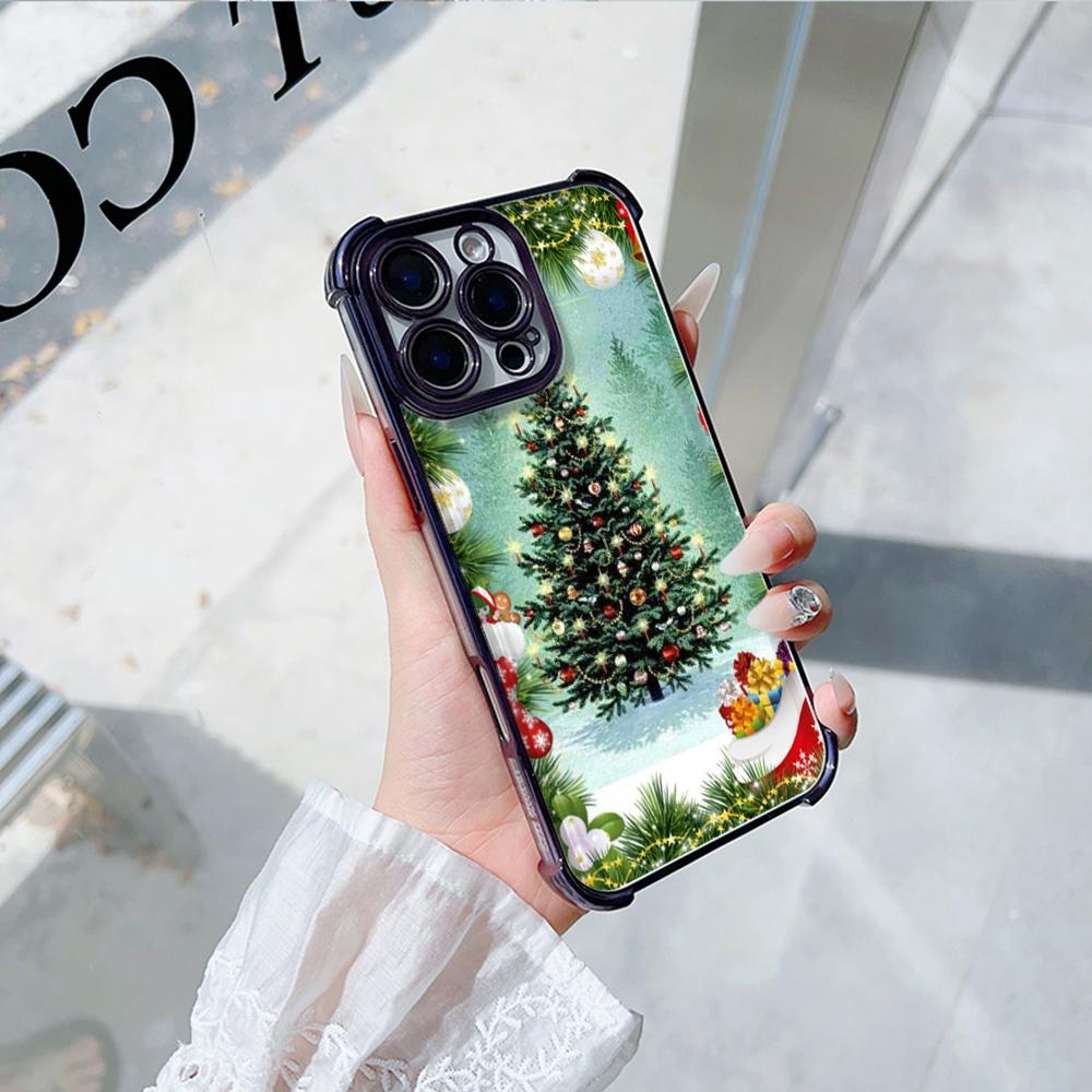 Чехлы для телефонов Ae121 Merry Christmas Santa design art из гальванизированного ТПУ для Samsung A54 A12 A14 S23 S24 Ultra A55 A15 S21 FE с четырьмя углами защиты