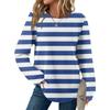 Женский полосатый топ с круглым вырезом, длинным рукавом, свободного кроя, в стиле кэжуал