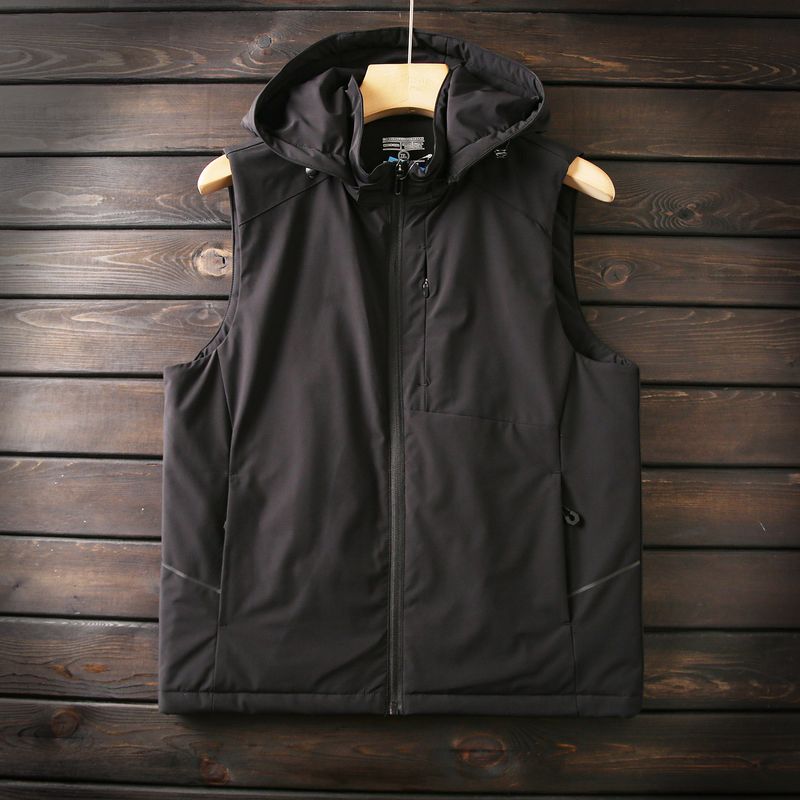 Light! Detachable Hood! European and American Orders Autumn and Winter Men's Plus size Warm Vest Cotton-Padded Clothes Vest Outerwear Thin