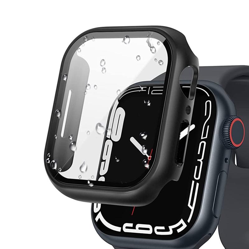 ПК Цветной Чехол для Часов Встроенное Закаленное Стекло для Apple Watch 45 мм 40 мм 44 мм 41 мм IWatch Серии 9 8 7 6 SE 5 Чехол с Покрытием