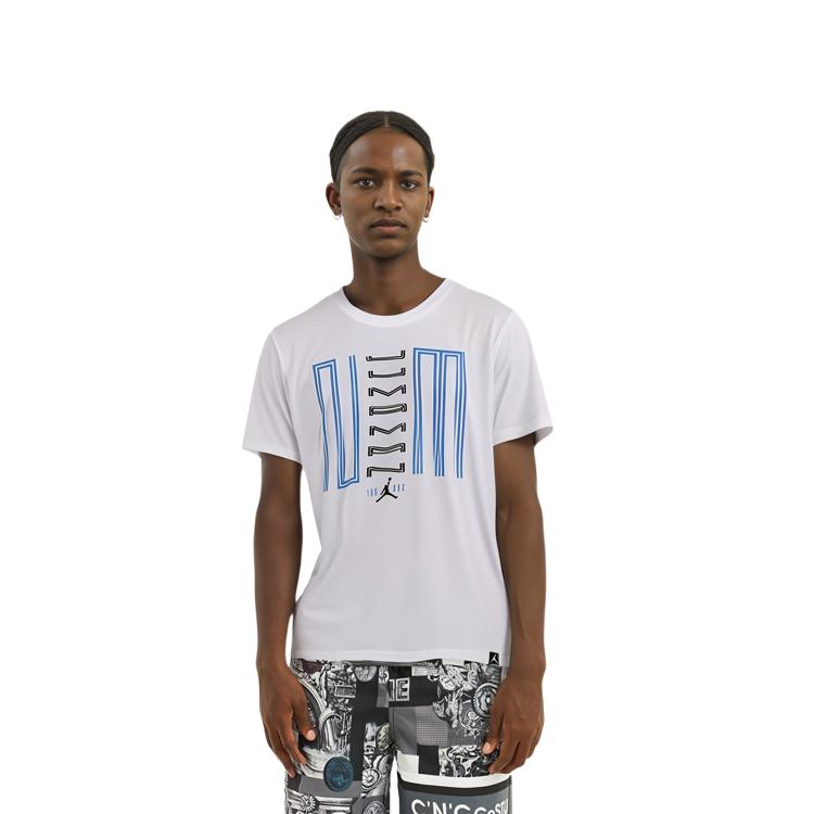 Jordan T Shirts Men's White Crew Neck Moderate Straight Fit 844283-100