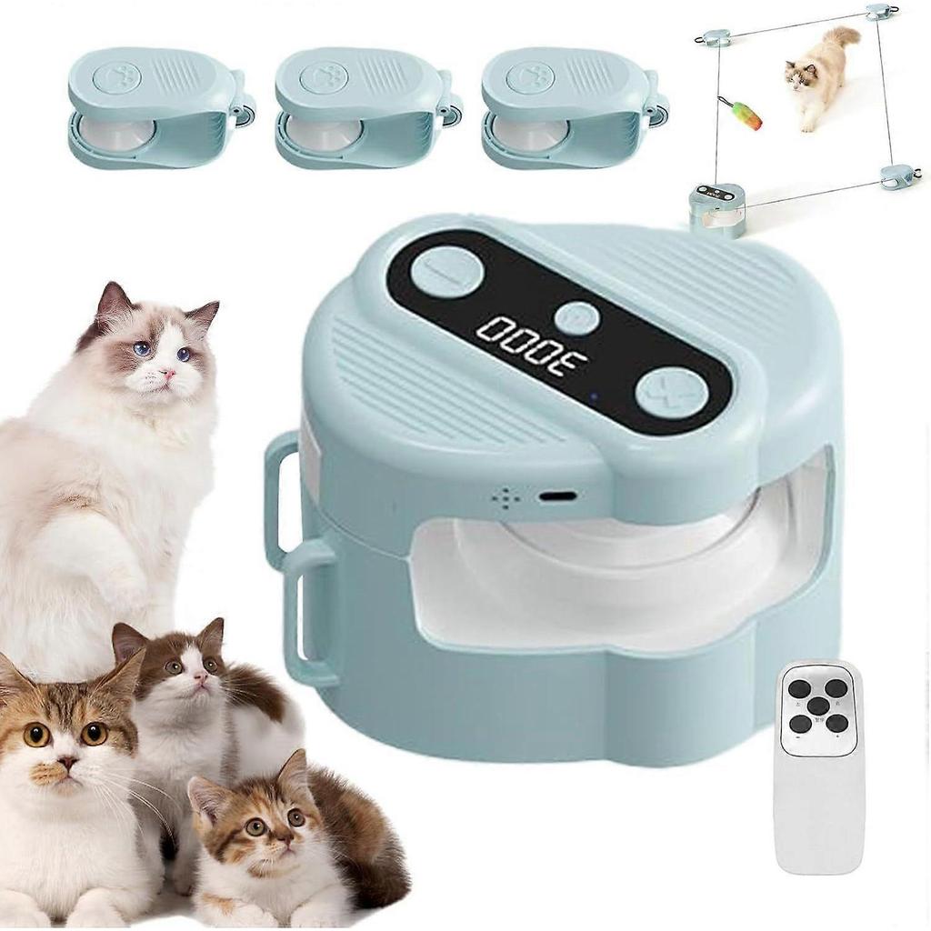 Automatic Interactive Cat Toy Set Remote Control Treadmill with LED Lights & Feather Attachments, Adjustable Speed for Indoor Cats