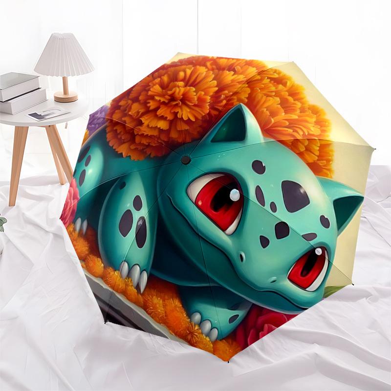 1pc Bulbasaur, Pokémon Automatic Folding Umbrella] Durable Iron Frame & Rod, Portable Folding, Makes a Great Holiday Gift yy251016250