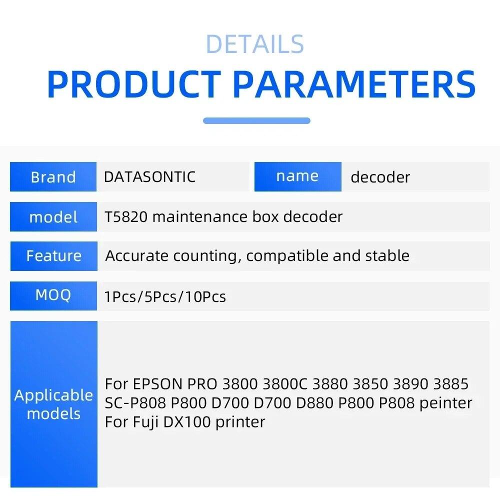 Декодер коробки обслуживания T5820 для Epson PRO 3800 3800C 3880 3850 3890 3885 SC-P808 D700 D880 P800 для сброса чипа Fuji DX100
