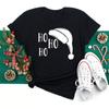 Women Black T Shirt Cute Plaid Christmas Holiday Fashion Cartoon Santa Claus Print Tops Tee Lady Female Graphic T-Shirt