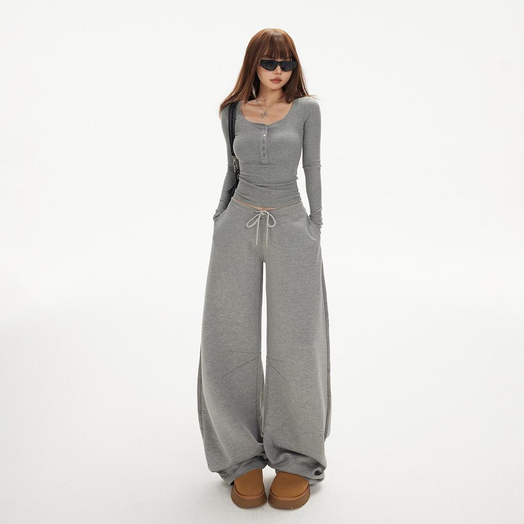 Женские брюки американского ретро-стиля, облегающего кроя, с V-образным поясом и широкими штанинами, коллекция осень/зима 2025