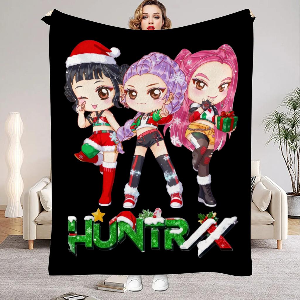 Рождественская тема K-Pop Охотники на демонов Одеяло Девочки Мальчики Плюшевое Одеяло-накидка Новинка Теплое Одеяло Всесезонный Подарок для Кровати Дивана